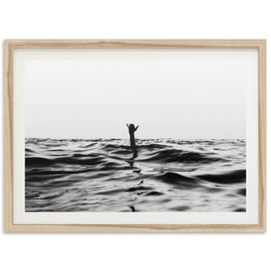 Fine Art Shaka Surf Print - Black and White Fine Art Photography Framed Ocean Beach Home Wall Decor