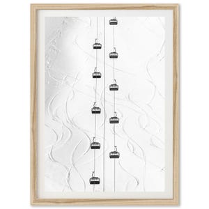 Framed Ski Lift Print | Black and White Mountain Wall Art, Cabin Decor