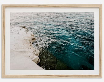 Framed Coastal Ocean Print | Mediterranean Sea Photography Wall Art