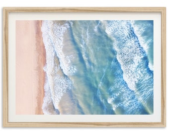 Fine Art Aerial Beach Print - Coastal Ocean Surf Lifestyle Framed Fine Art Photography Home Wall Decor