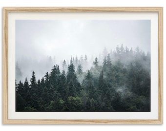 Fine Art Forest Photography Print - Foggy Trees Nature Landscape Framed Home Wall Decor