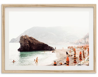 Fine Art Minimalist Beach Print - Cinque Terre Coastal Italy Europe Ocean Lifestyle Framed Fine Art Photography Home Wall Decor