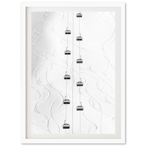 Gerahmte Fine Art Fotografie Ski Art - Schwarzweiß gerahmter Druck Winter Schnee Cabin Poster Home Wanddeko