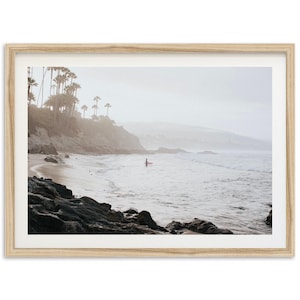 Fine Art Surf Print - Framed Coastal Wall Decor, Laguna Beach, California Retro Beach Photography, Muted Coastal Grandmother Wall Art