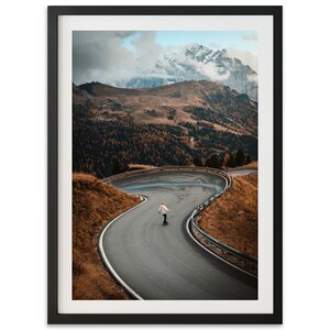 Fine Art Mountain Skating Photography Print Adventure Lifestyle Skateboarding Landscape Framed Fine Art Home Wall Decor image 2