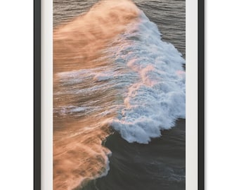 Framed Sunset Wave Photography Print | Coastal Ocean Wall Art