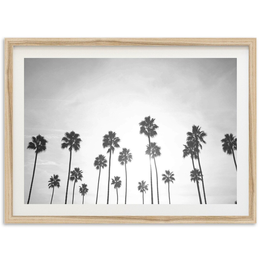 Framed Palm Tree Photography Print | Coastal Black and White Wall Art ...