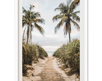 Fine Art Ocean Photography Print - Beach Palm Trees Framed Fine Art Coastal Home Wall Decor