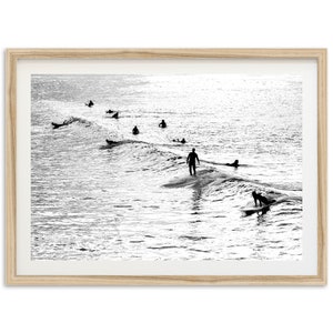 Fine Art Minimal Surf Print - Black and White Ocean Waves Beach House Framed Fine Art Photography Wall Decor