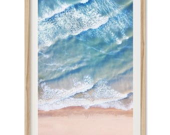 Framed Aerial Beach Photography Print | Coastal Seascape Wall Art