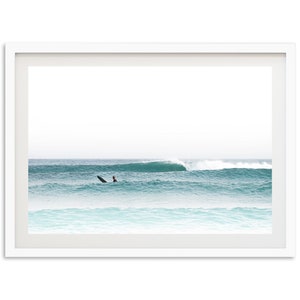 Fine Art Surf Print - Blue Ocean Waves Surfer Beach House Framed Fine Art Photography Wall Decor