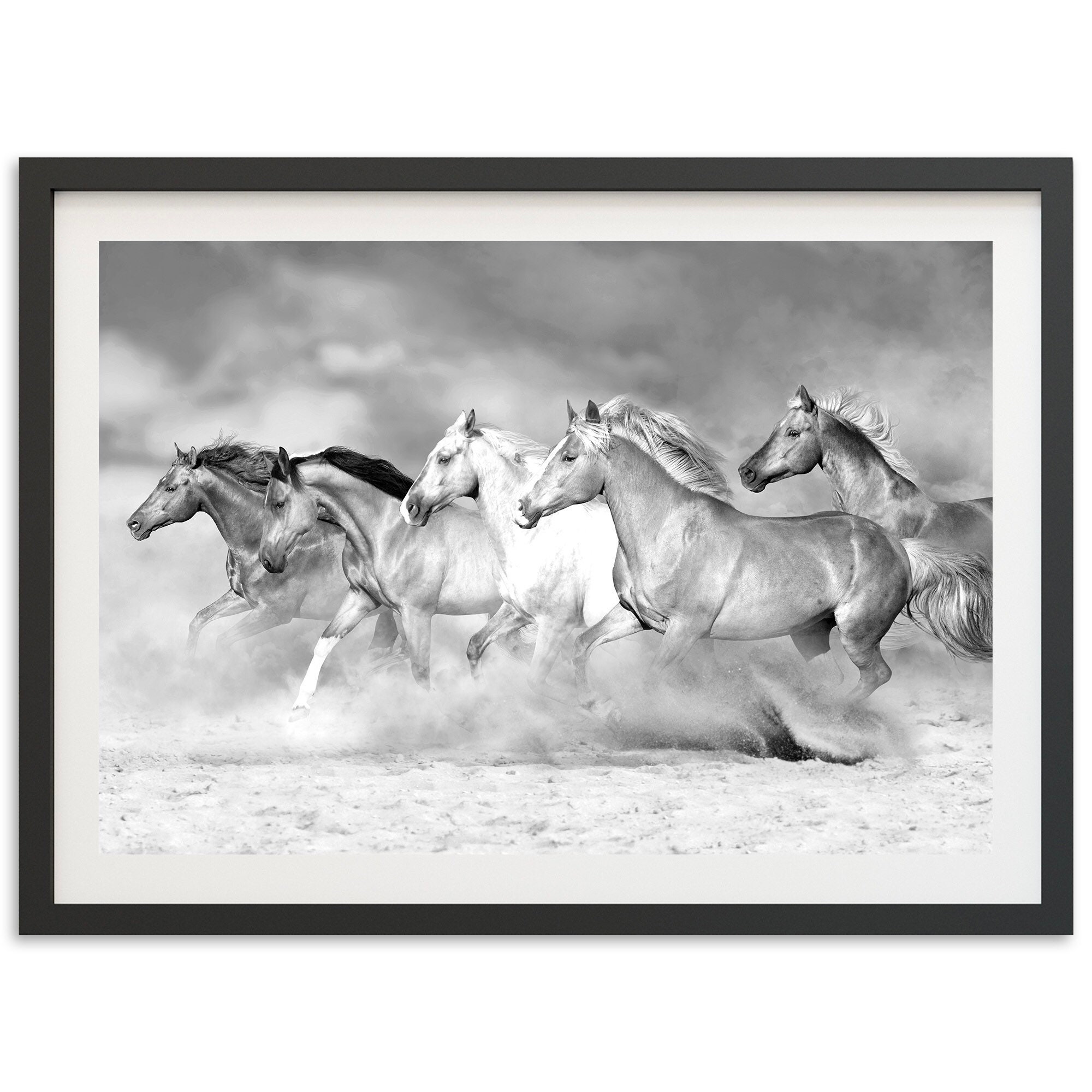 Fine Art Wild Horses Print Abstract Black and White Mustangs - Etsy