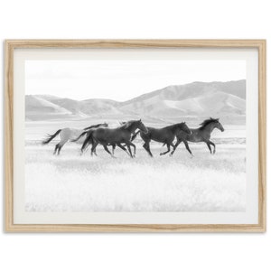 Fine Art American Horses Print - Black and White Landscape Nature Wildlife Mountain Mustangs Framed Fine Art Photography Home Wall Decor