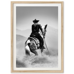 Fine Art Americana Cowboy Horse Print - Black and White Southwest Desert Framed Fine Art Photography Home Wall Decor