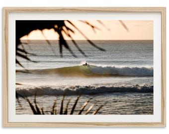 Framed Surf Photography Print | Sunset Coastal Decor, Beach Wall Art