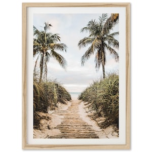 Framed Palm Trees Beach Print | Coastal Decor, Tropical Wall Art, Miami Florida Photography
