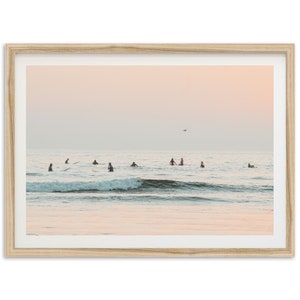 Impresión de surf en el océano de bellas artes - Vintage minimalista California Beach House enmarcada fotografía de bellas artes decoración de la pared