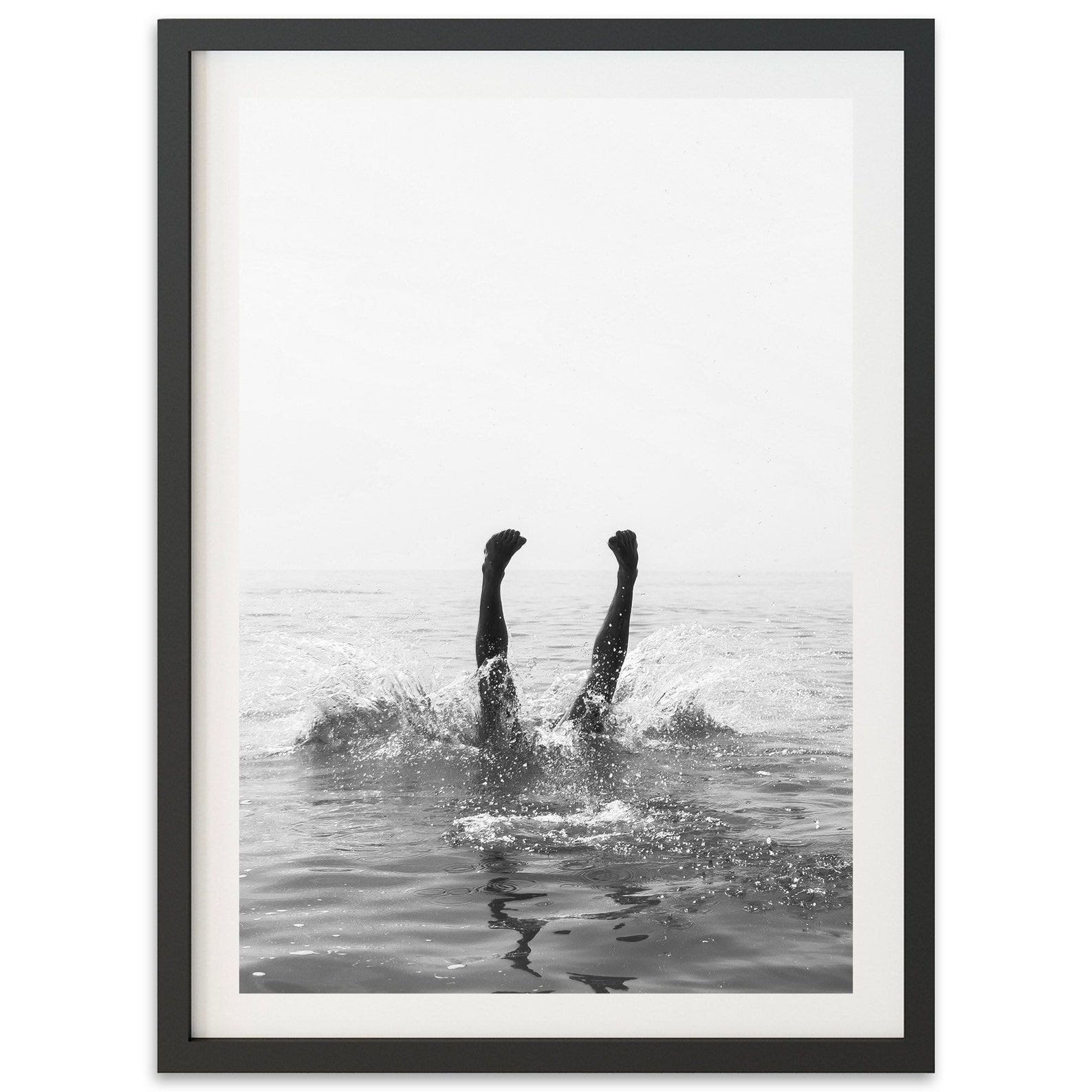 Fine Art Black and White Photography Print Ocean Dive Beach - Etsy
