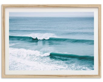 Framed Ocean Waves Print | Coastal Surf Photography, Beach Wall Art