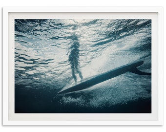 Fine Art Surf Print - Underwater Wave Photography Framed Ocean Beach House Coastal Wall Decor