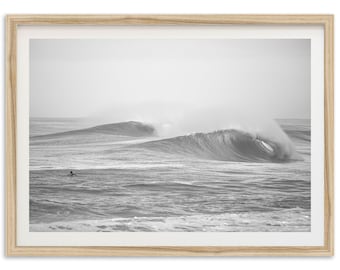 Framed Ocean Wave Photography Print | Black and White Surf Wall Art