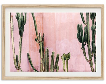 Fine Art Boho Cactus Print - Pink Southwest Desert Wall Art Abstract Framed Fine Art Photography Home Decor