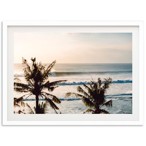 Fine Art Ocean Palms Surf Print - Sunset Beach Waves Framed Fine Art Photography Wall Decor