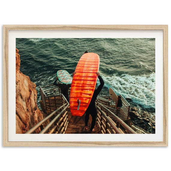 Framed Surf Photography Print | Coastal Decor, Sunset Cliffs, San