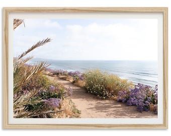 Framed Coastal Wildflower Photography Print | San Diego Beach Wall Art