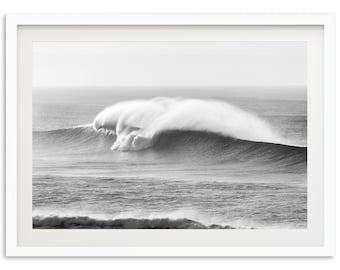 Fine Art Big Wave Surf Print - Black and White Photography Ocean Minimalist Beach House Framed Fine Art Photography Wall Decor