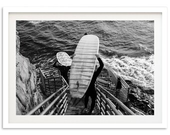 Framed Surf Print | Black and White Beach Photography, Coastal