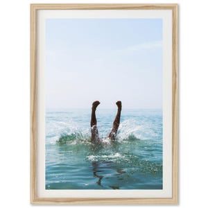 Fine Art Coastal Print - Framed Vintage Beach Photography, Ocean Dive, Muted Coastal Decor, Retro Beach Print, Coastal Grandmother Wall Art