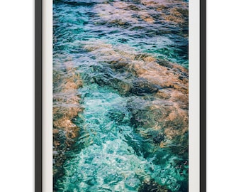 Framed Ocean Fine Art Print | Teal Coastal Decor, Beach House Photography