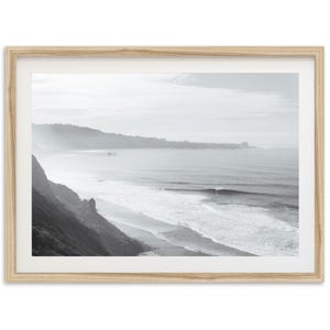 Fine Art Surf Print - Framed San Diego Beach Photography, Black&#39;s Beach La Jolla California Print, Black and White Surf Photography