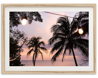 Framed Sunset Dining Print | Coastal Ocean Photography Wall Art, Tropical Beach Decor