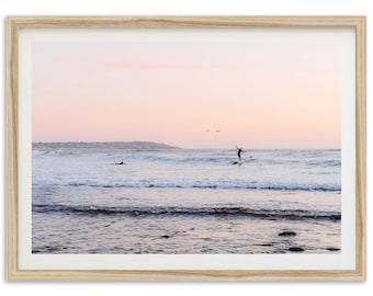 Framed San Diego Surf Print | Pink Coastal Fine Art Photography, Beach Wall Decor