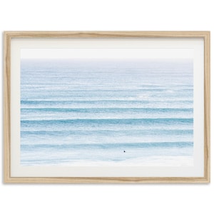 Fine Art Ocean Waves Surf Print - Framed Coastal Wall Decor, Aerial Beach Photography Print, Coastal Grandmother Wall Decor, Blue