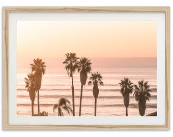 Framed Coastal Print | California Palm Trees Beach Wall Art, San Diego Photography, Sunset Cliffs
