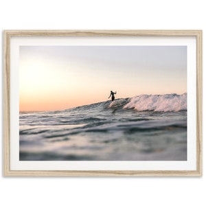 Fine Art Minimalist Surf Print - Sunset Longboard Lifestyle Boho Beach House Framed Fine Art Photography Wall Decor