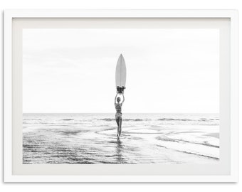 Fine Art Surf Photography Print - Black and White Ocean Lifestyle Beach House Framed Fine Art Photography Home Wall Decor