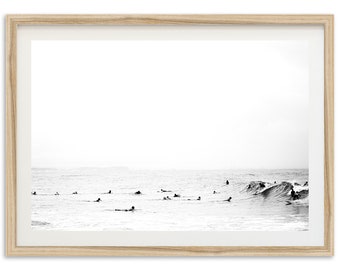 Fine Art Ocean Surf Print - Black and White Photography Minimalist Boho Beach House Framed Fine Art Photography Wall Decor