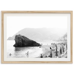 Fine Art Minimalist Beach Print - Black and White Italy Europe Ocean Lifestyle Framed Fine Art Photography Home Wall Decor