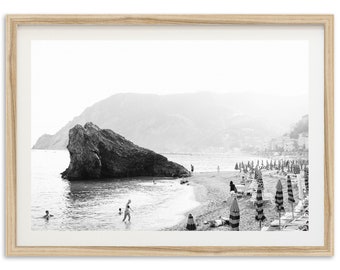 Fine Art Minimalist Beach Print - Black and White Italy Europe Ocean Lifestyle Framed Fine Art Photography Home Wall Decor