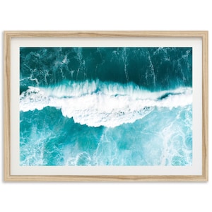 Fine Art Ocean Print - Framed Aerial Beach Photography, Surf Wall Art, Coastal Home Decor, Summer Beach Print