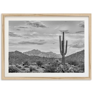 Fine Art Desert Print - Southwest Black and White Photography Landscape Saguaro National Park Arizona Framed Home Wall Decor