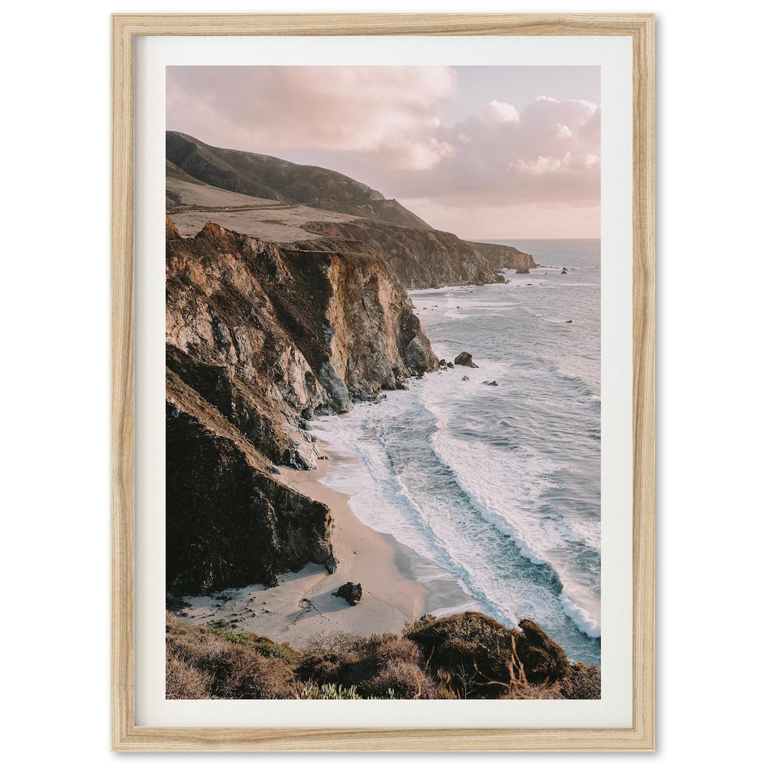 Framed Big Sur Photography Print | Coastal California Wall Art, Muted ...