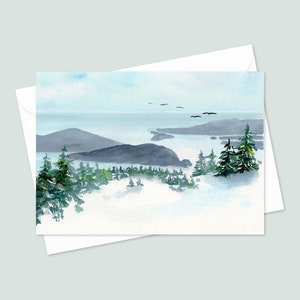 Lot de 10 cartes de voeux d'hiver - Taille : 5 x 7 - Vue panoramique des îles Bowen et Gambier - Cartes des fêtes et des saisons avec enveloppes