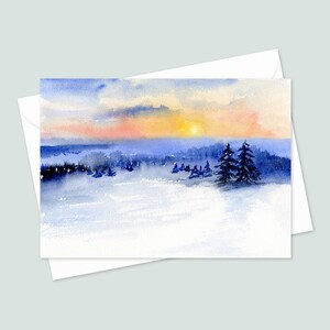 Lot de 10 cartes de voeux d'hiver - Taille 5 x 7 - Paysage enneigé pittoresque - Cartes de vacances et de Noël avec enveloppes
