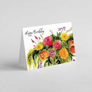 Lot de 10 cartes de voeux d'anniversaire avec bouquet de fleurs aquarelle avec enveloppes (taille 4,25 x 5,5)
