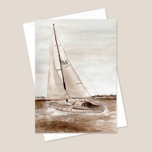 Pack of 10 Vintage Boat Cards – Boat Theme Greeting Cards with Envelopes
